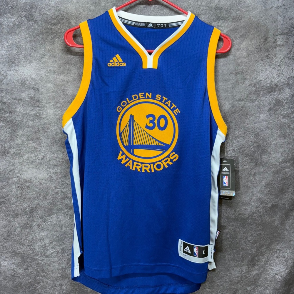 Adidas Stephen Curry #30 Golden State Warriors NBA Jersey Youth Size L Blue NWT